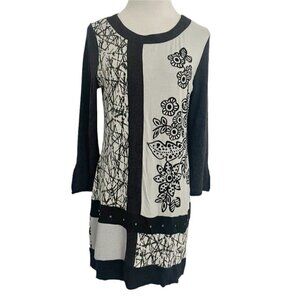 Dolcezza Size Small Top Blouse Tunic Long Sleeve Wearable Art Abstract Boho